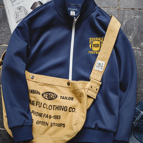 Color-Block Embroidered College Jacket – Spring Zip-Up Retro Hoodie